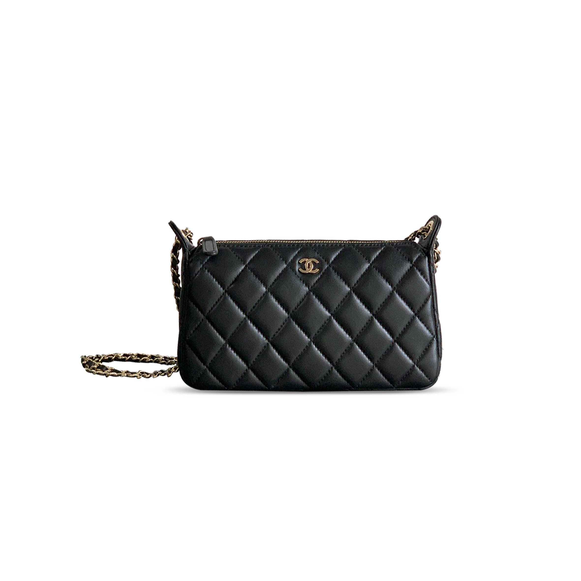 CHANEL GRAINED CALFSKIN 25B CLUTCH WITH CHAIN BAG IN BLACK 253911 (21*12*5.5.cm)